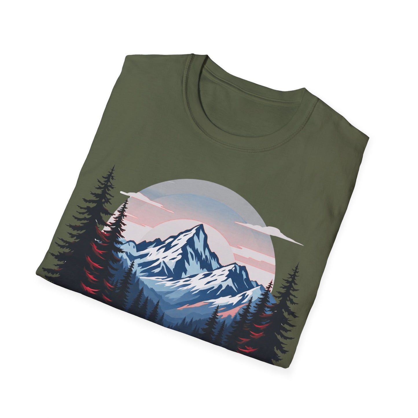 Adventure Awaits Unisex Softstyle T-Shirt - Mountain Camping Graphic Tee