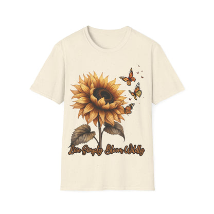 Live Simply, Bloom Wildly Sunflower Unisex Softstyle T-Shirt