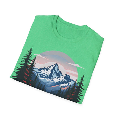 Adventure Awaits Unisex Softstyle T-Shirt - Mountain Camping Graphic Tee