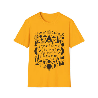 Traveling is My Therapy Unisex Softstyle T-Shirt - Adventure & Wanderlust Apparel