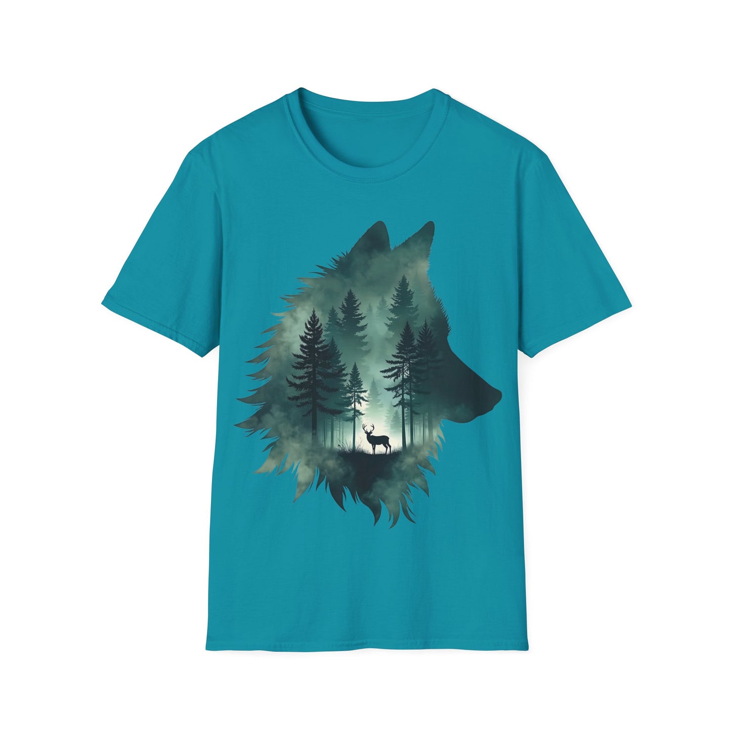 Wolf Silhouette Nature Unisex Softstyle T-Shirt