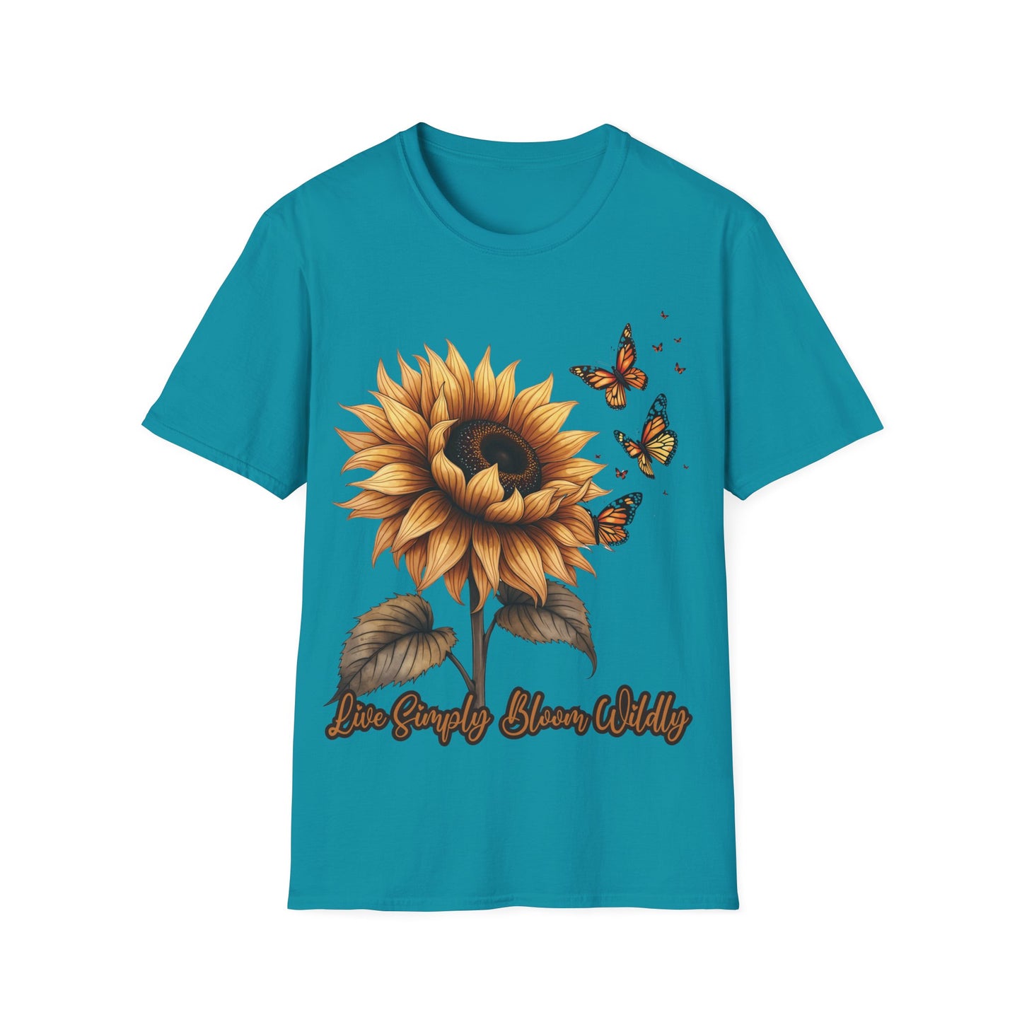 Live Simply, Bloom Wildly Sunflower Unisex Softstyle T-Shirt