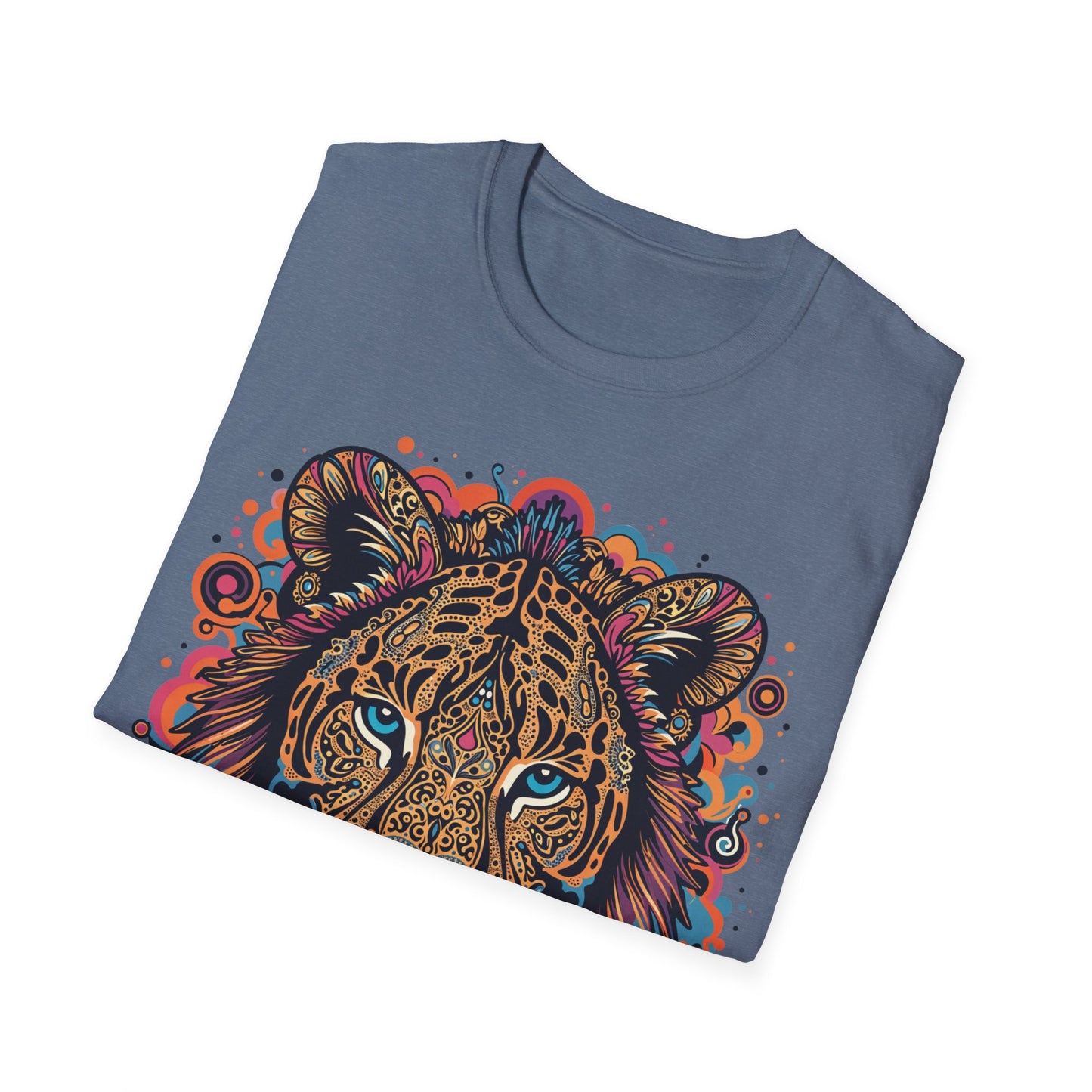 Vibrant Lion Unisex Softstyle T-Shirt - Eye-Catching Graphic Tee for Animal Lovers