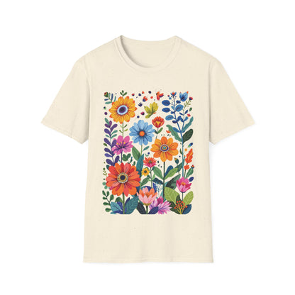 Floral Garden Unisex Softstyle T-Shirt - Vibrant Flower Art for Nature Lovers