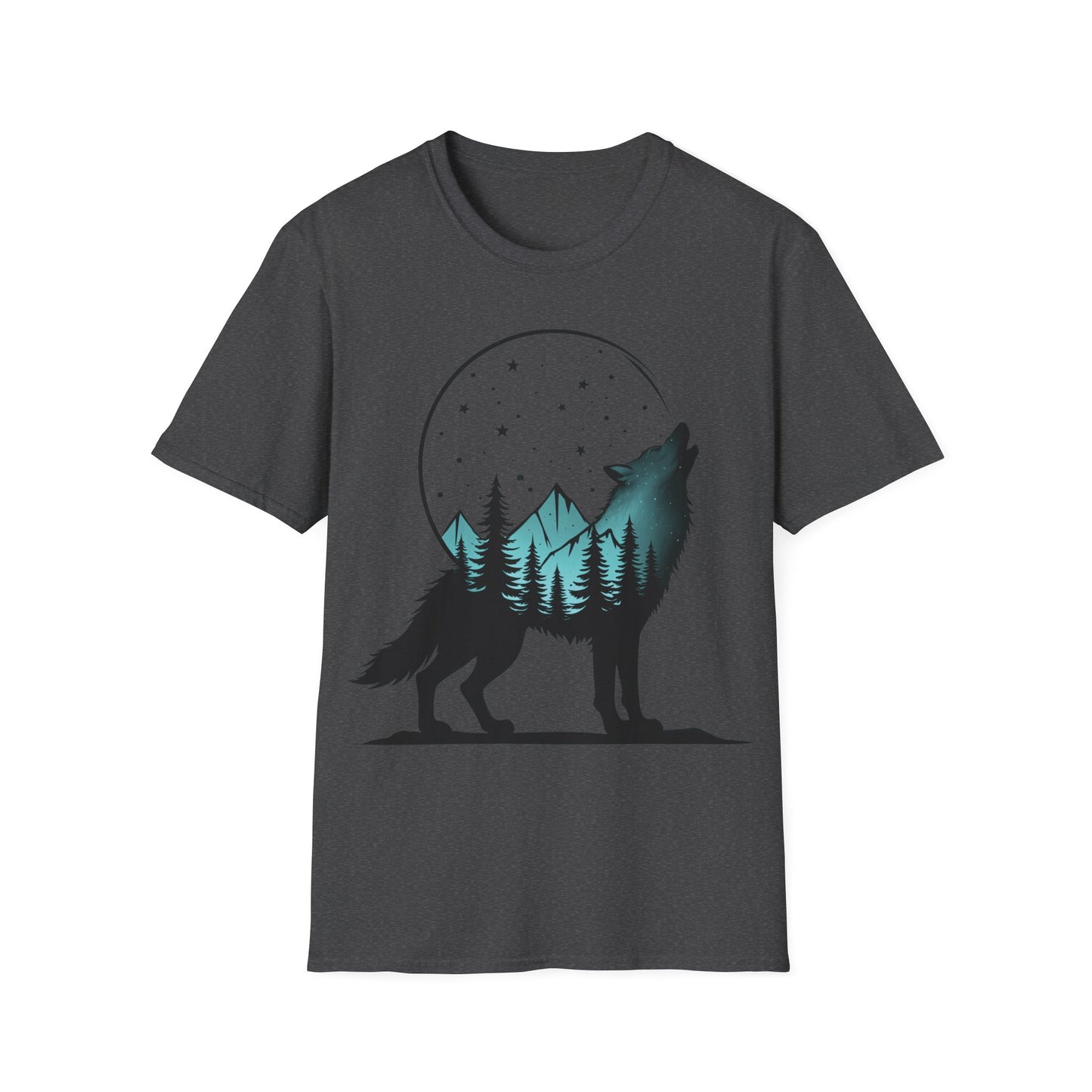 Howling Wolf Unisex Softstyle T-Shirt - Nature Graphic Tee for Adventure Lovers