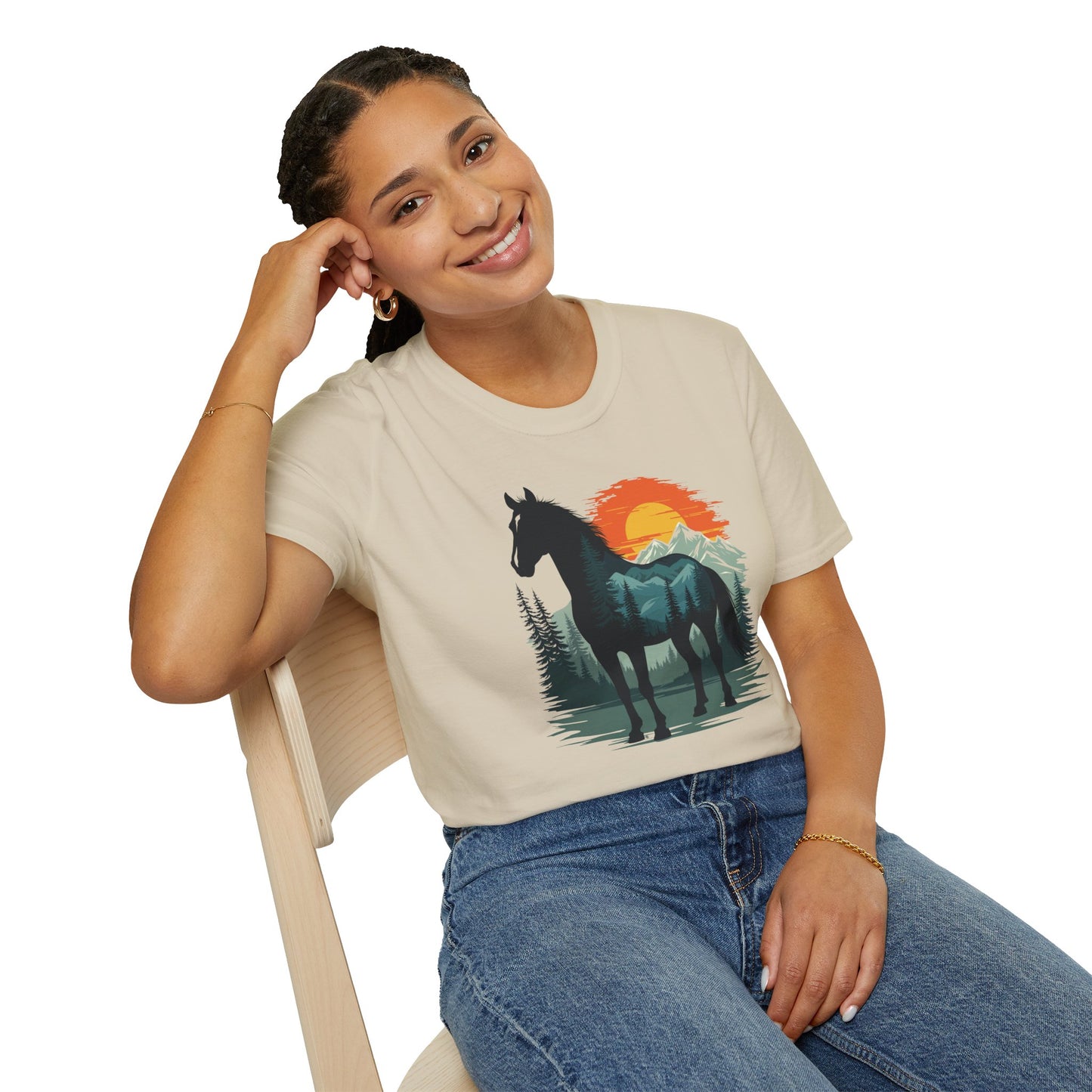 Mountain Sunset Horse Graphic T-Shirt
