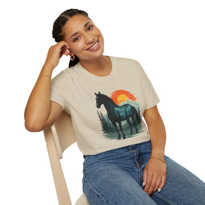 Mountain Sunset Horse Graphic T-Shirt