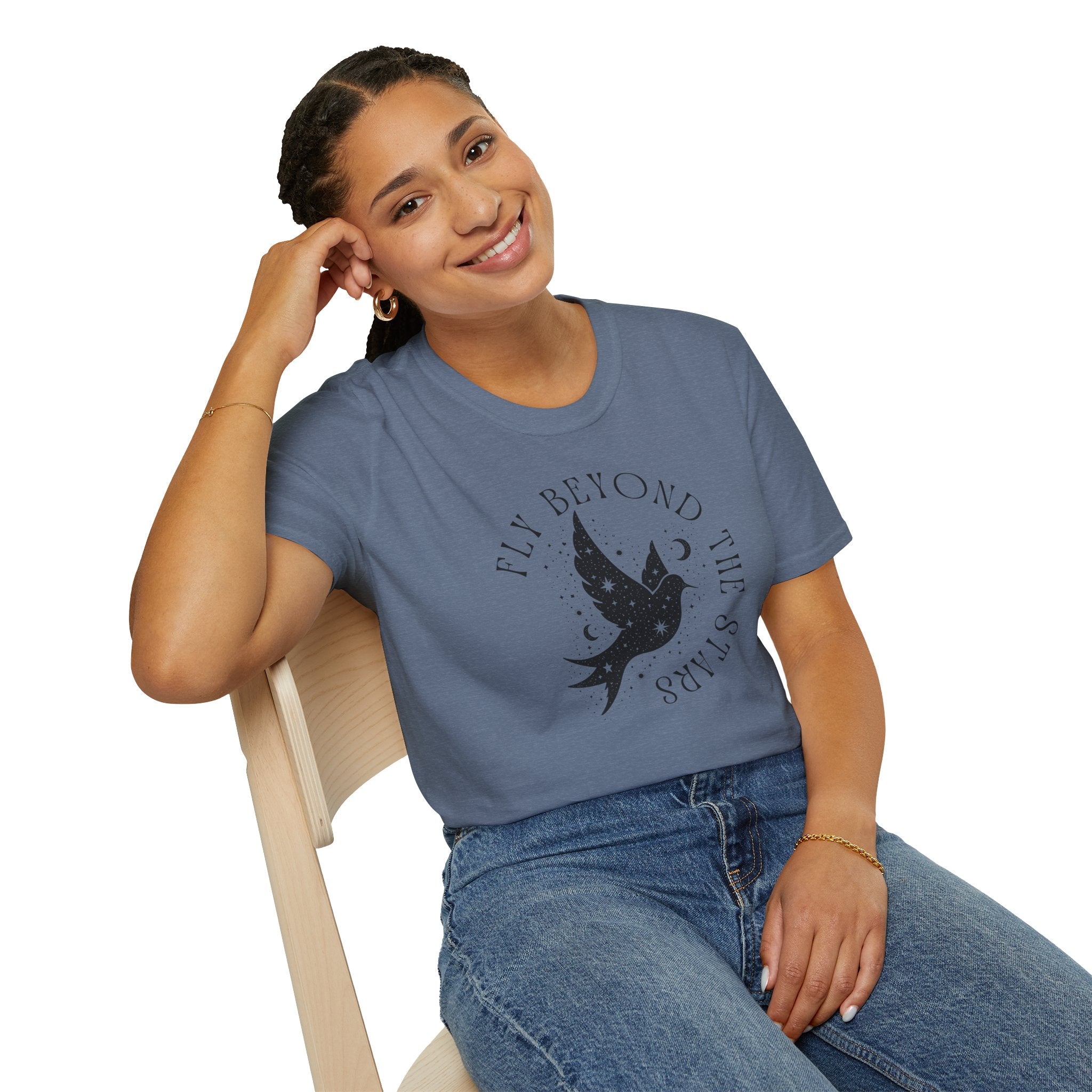 Fly Beyond The Stars Celestial Bird Graphic T-Shirt