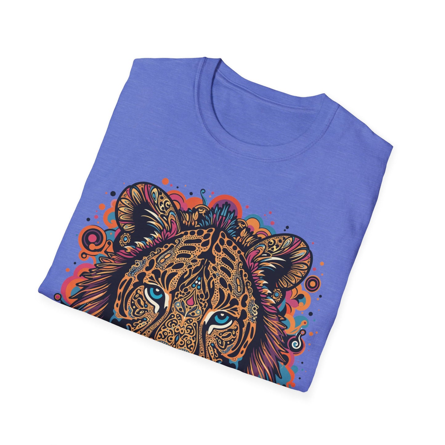 Vibrant Lion Unisex Softstyle T-Shirt - Eye-Catching Graphic Tee for Animal Lovers