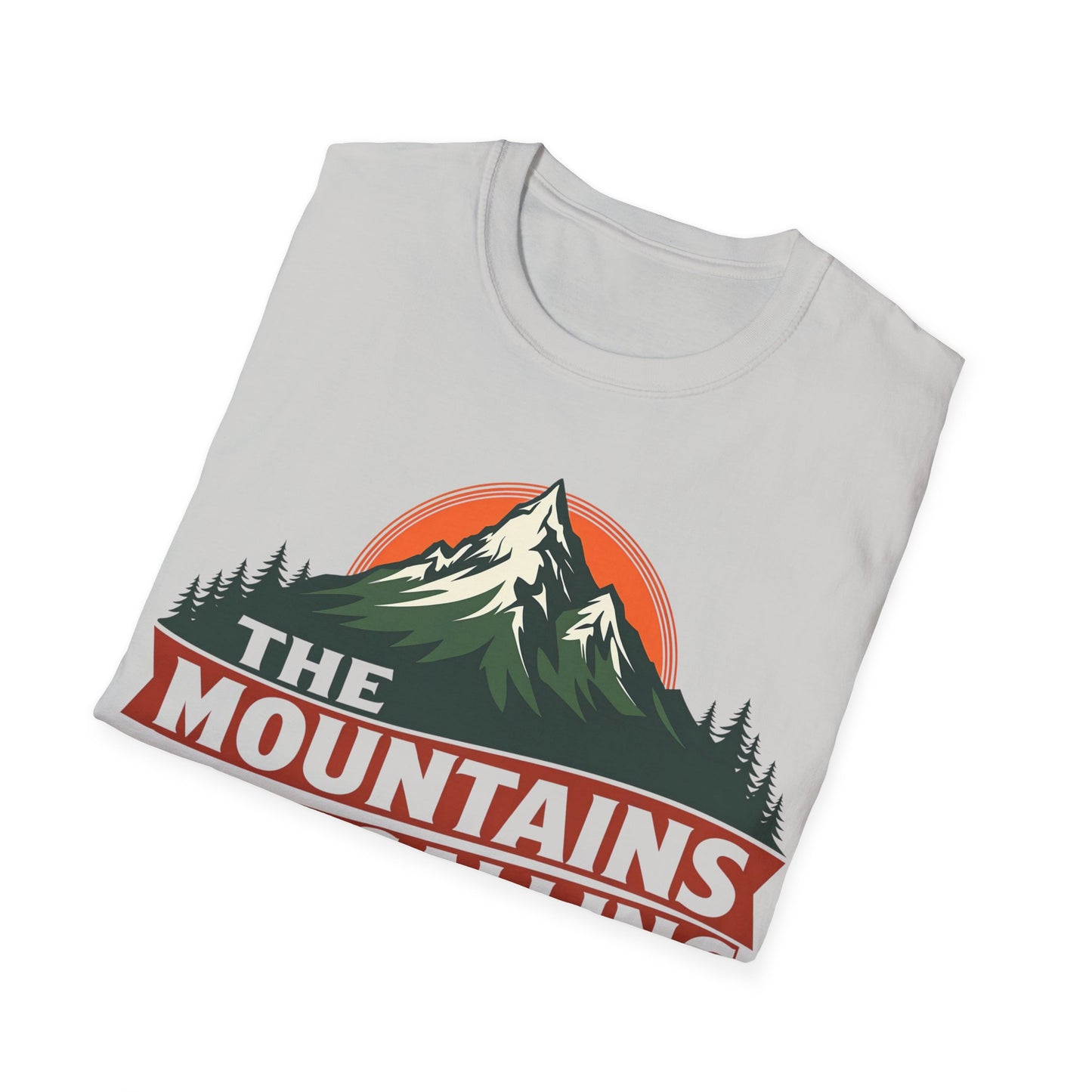 Unisex Softstyle T-Shirt - 'The Mountains Are Calling' Adventure Tee