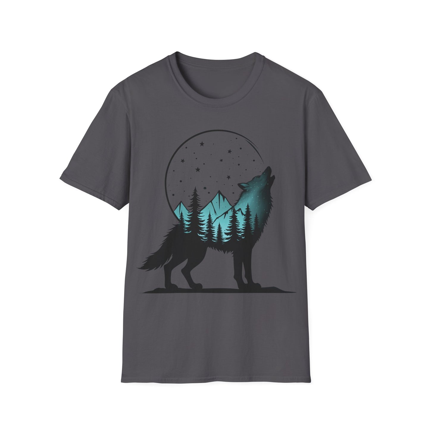 Howling Wolf Unisex Softstyle T-Shirt - Nature Graphic Tee for Adventure Lovers