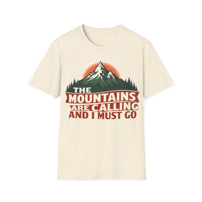 Unisex Softstyle T-Shirt - 'The Mountains Are Calling' Adventure Tee