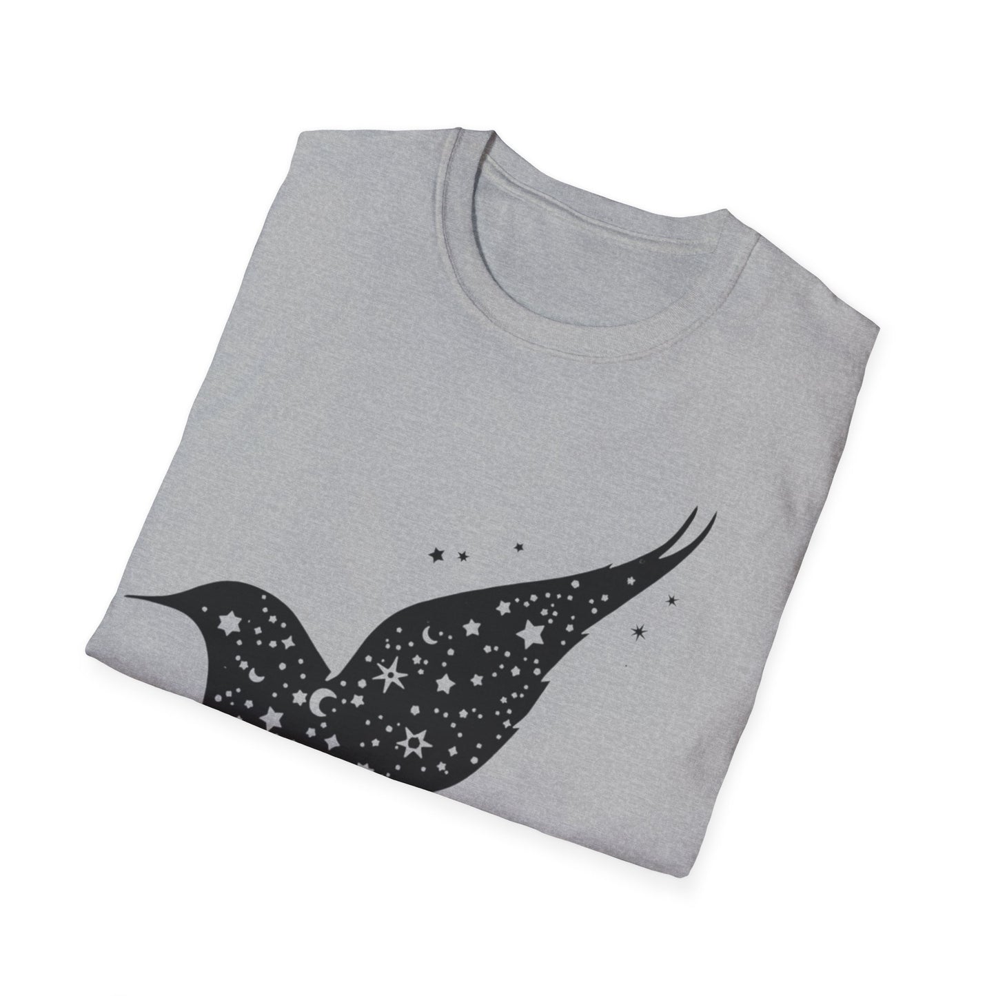 Celestial Bird Unisex Softstyle T-Shirt - Cosmic Star Print