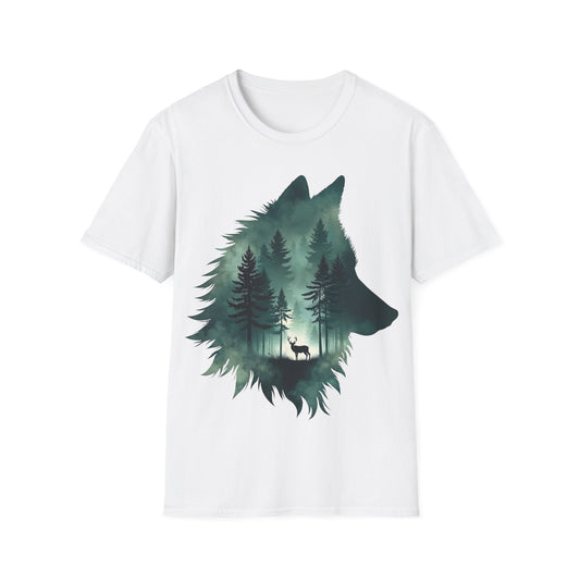 Wolf Silhouette Nature Unisex Softstyle T-Shirt