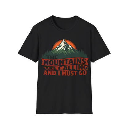 Unisex Softstyle T-Shirt - 'The Mountains Are Calling' Adventure Tee