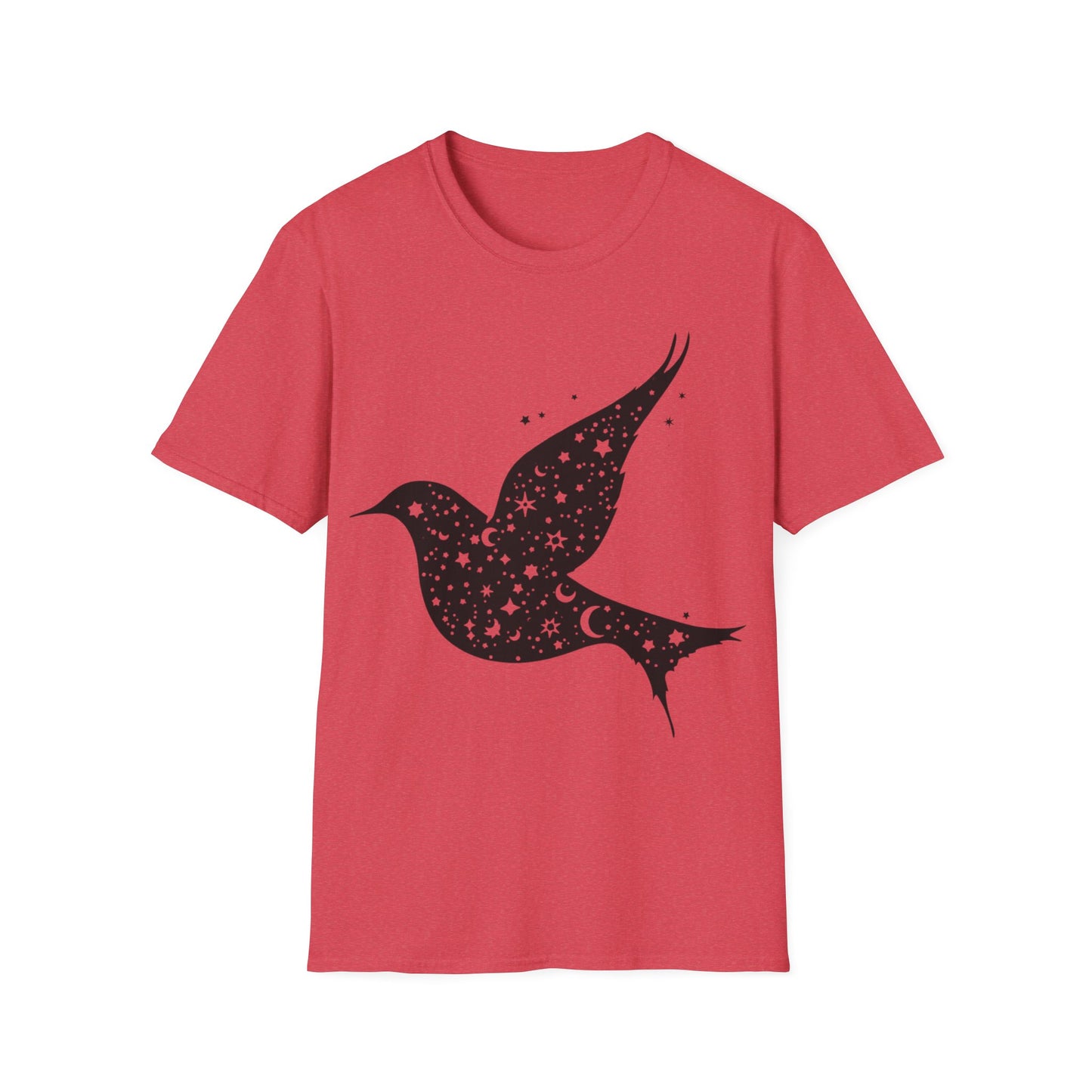 Celestial Bird Unisex Softstyle T-Shirt - Cosmic Star Print