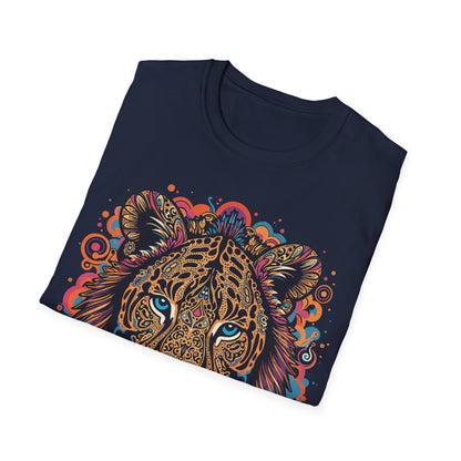 Vibrant Lion Unisex Softstyle T-Shirt - Eye-Catching Graphic Tee for Animal Lovers