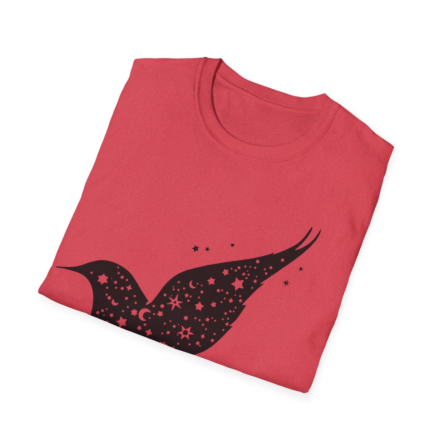 Celestial Bird Unisex Softstyle T-Shirt - Cosmic Star Print