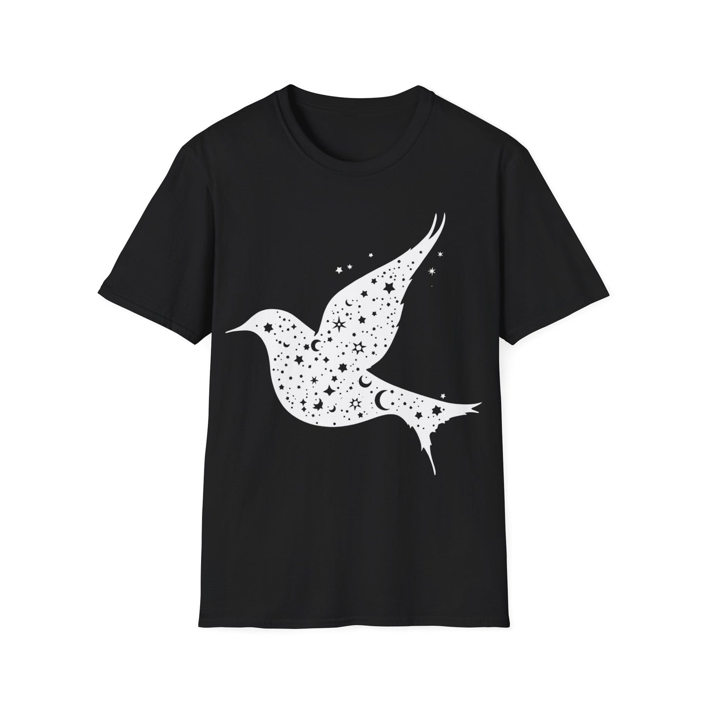 Celestial Bird Unisex Softstyle T-Shirt - Cosmic Star Print