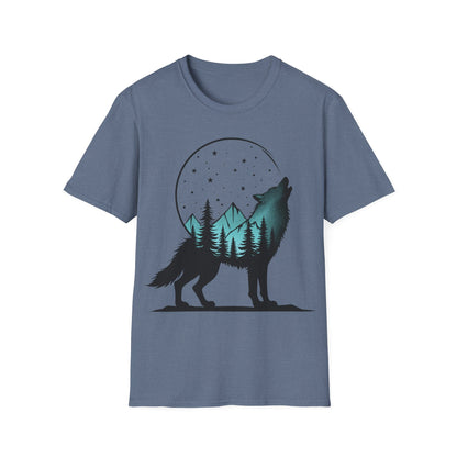 Howling Wolf Unisex Softstyle T-Shirt - Nature Graphic Tee for Adventure Lovers