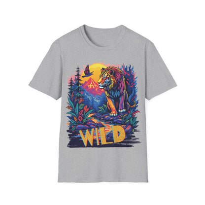 Wild Lion Graphic Unisex Softstyle T-Shirt - Nature Lover's Apparel