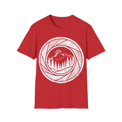 Nature-Inspired Unisex Softstyle T-Shirt with Mountain Design